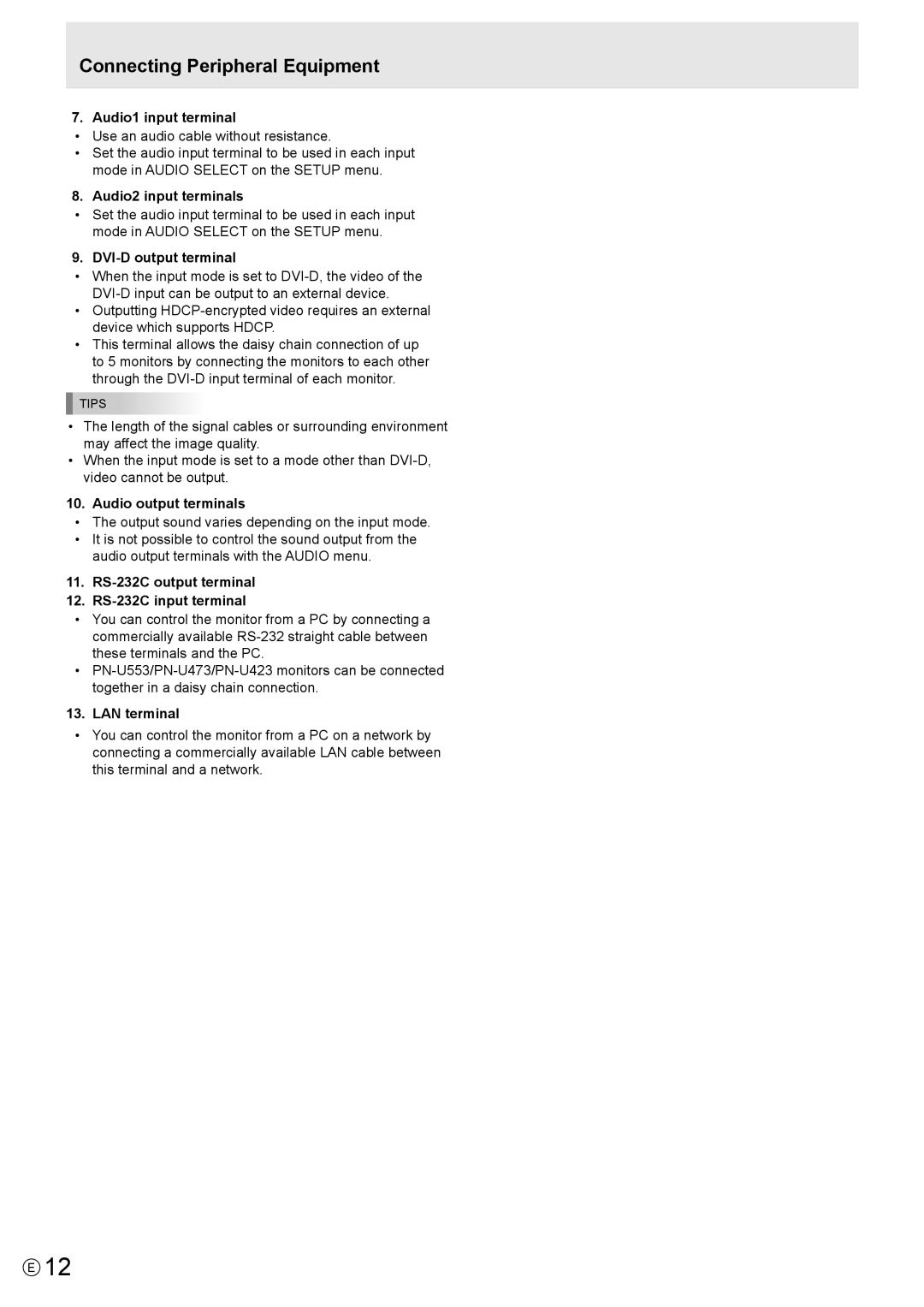 Sharp PN-U473, PN-U553, PN-U423 operation manual Connecting Peripheral Equipment 