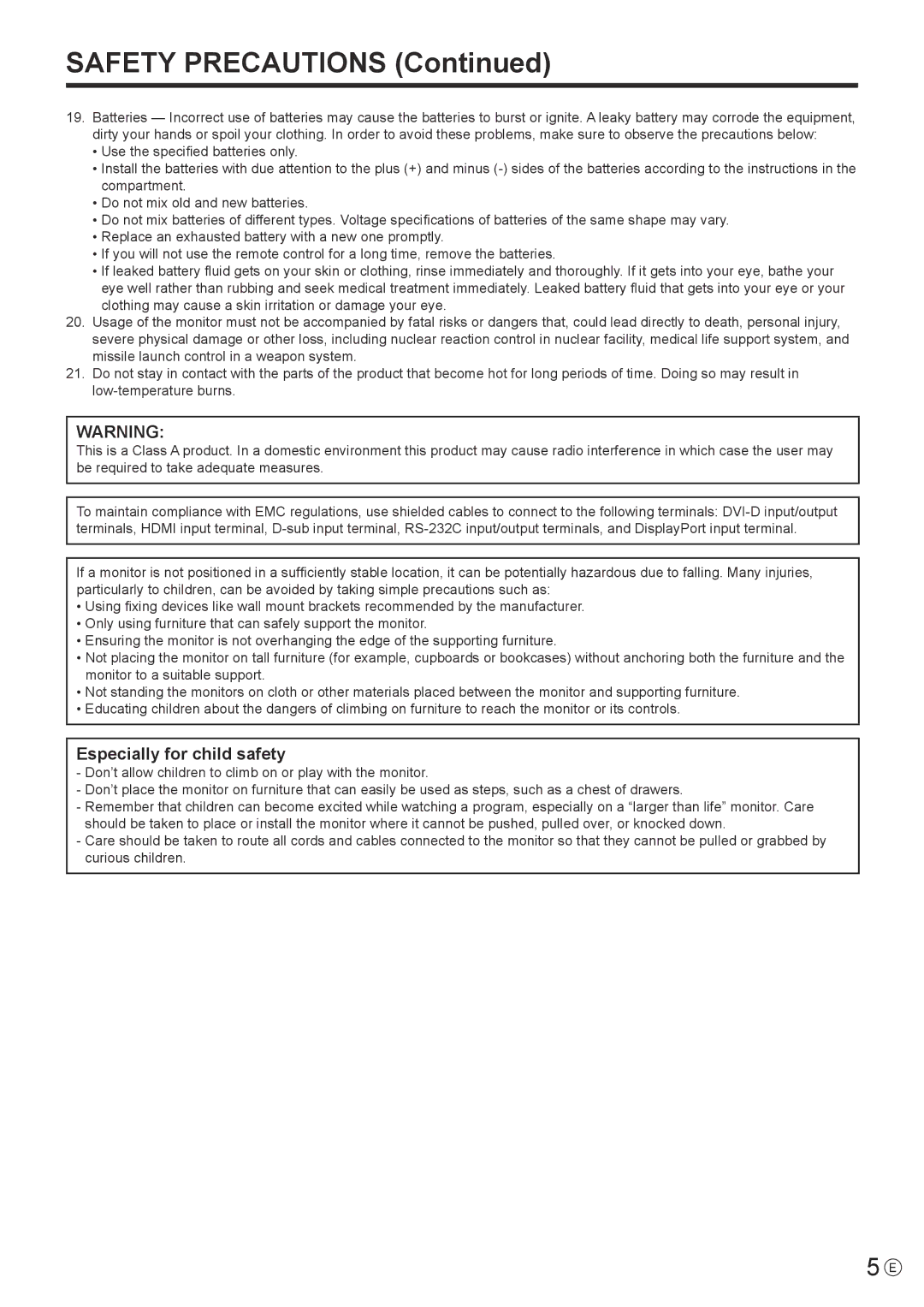 Sharp PN-U423, PN-U473, PN-U553 operation manual Safety Precautions 