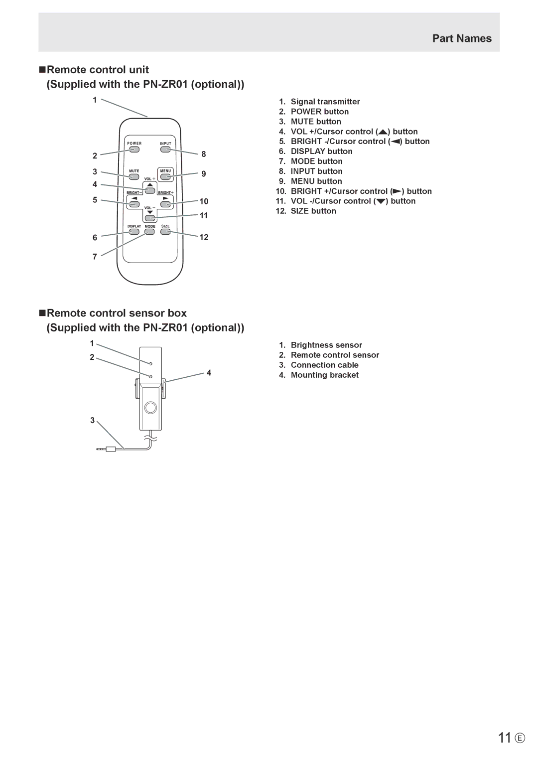 Sharp PN-V600 operation manual 11 E 