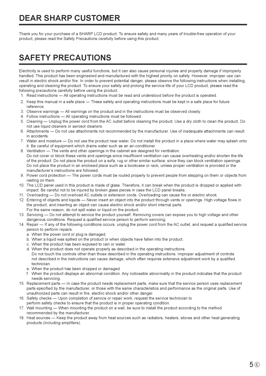 Sharp PN-V600 operation manual Dear Sharp Customer 