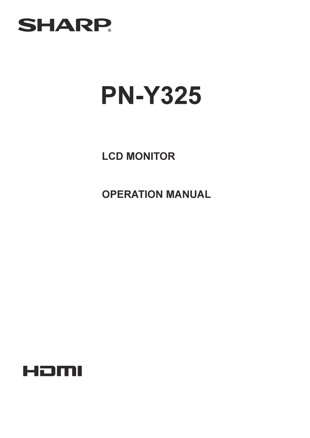 Sharp PN-Y325 operation manual 