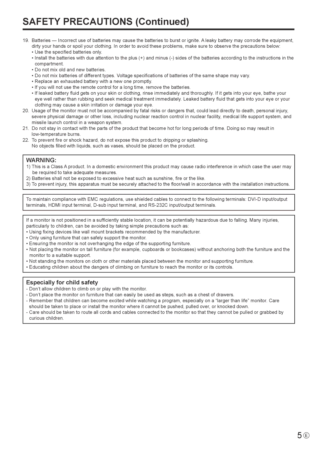 Sharp PN-Y325 operation manual Safety Precautions 