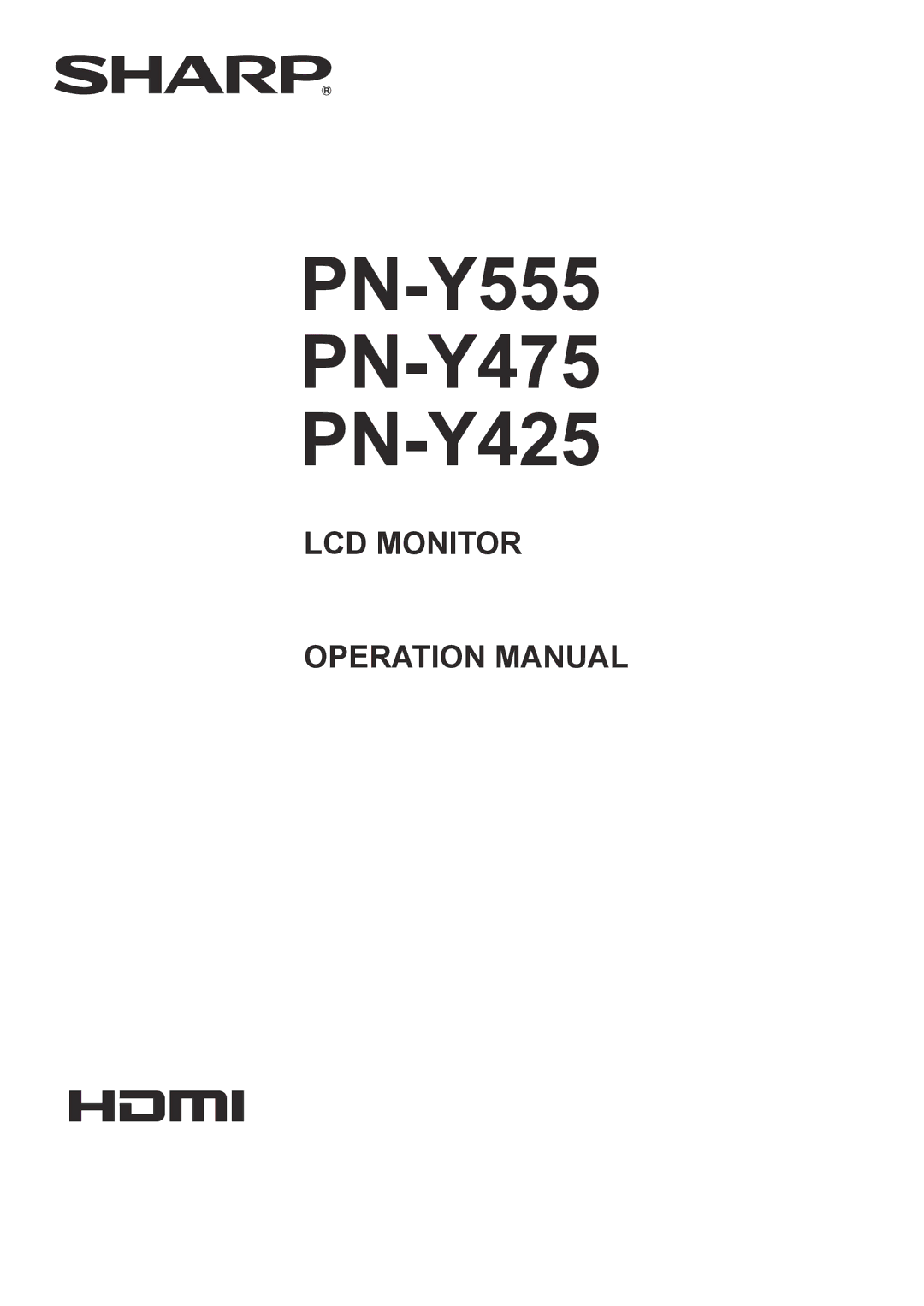 Sharp operation manual PN-Y555 PN-Y475 PN-Y425 