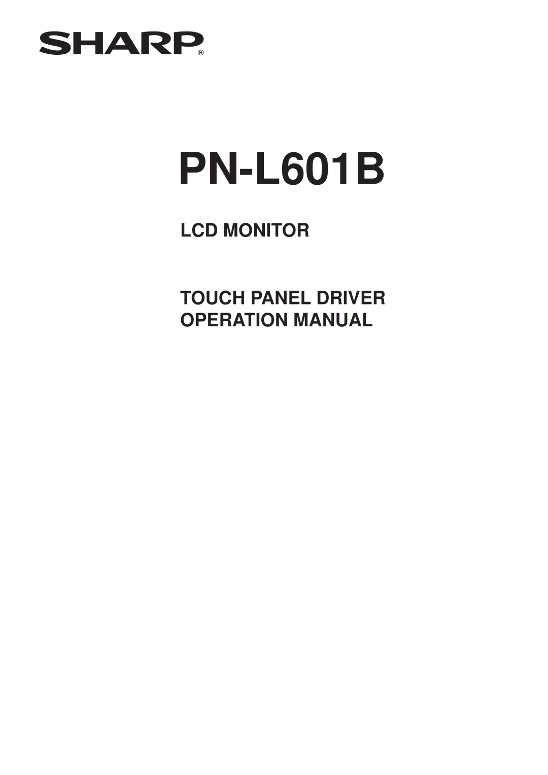 Sharp PNL601BPKG operation manual PN-L601B 