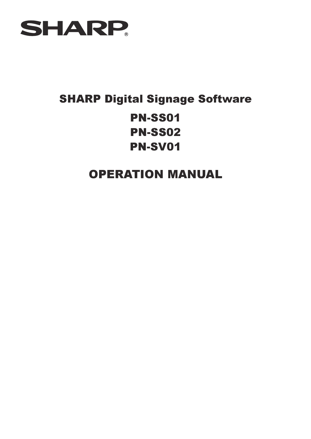 Sharp PNSV01 operation manual PN-SS01 PN-SS02 PN-SV01 