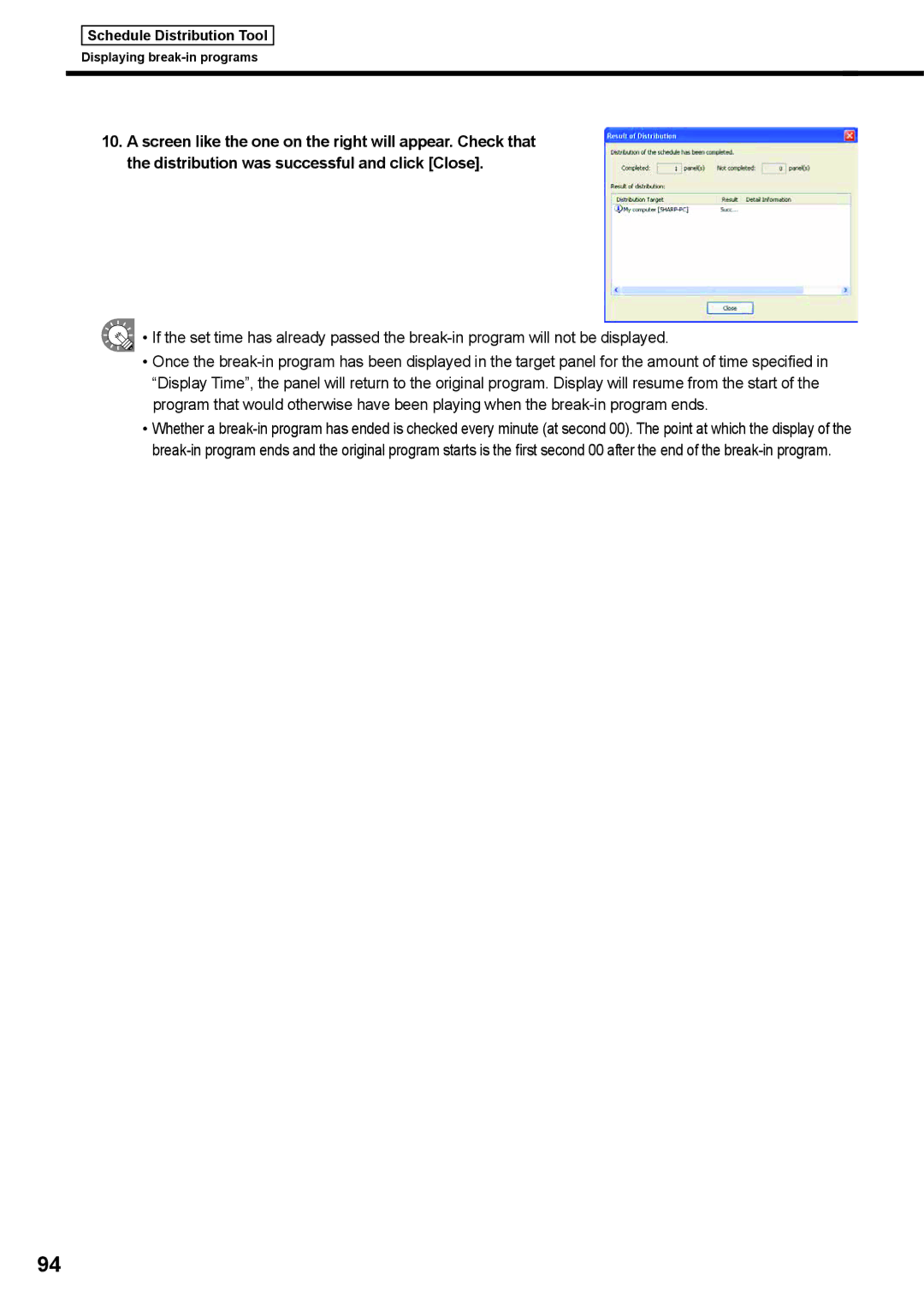 Sharp PNSV01 operation manual Schedule Distribution Tool 