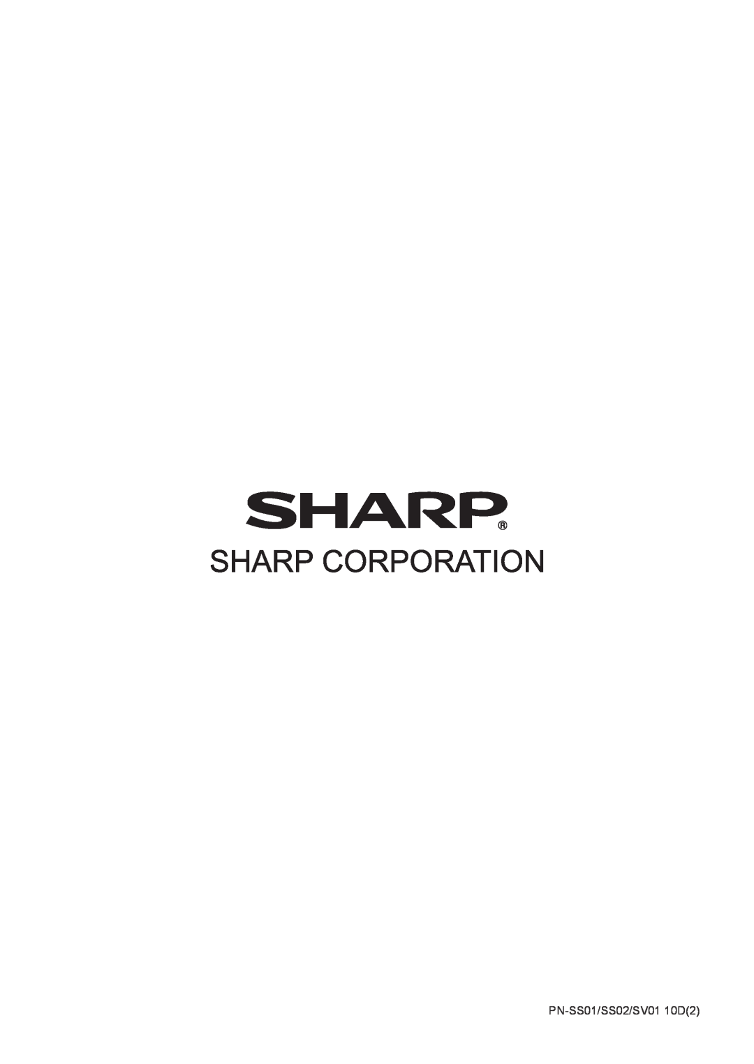 Sharp PNSV01 operation manual PN-SS01/SS02/SV01 10D2 