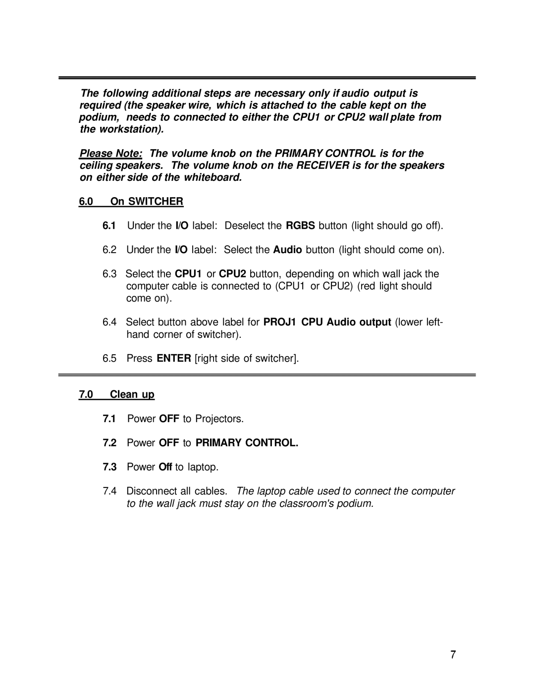 Sharp Projector Remote Control setup guide On Switcher, Power OFF to Primary Control 