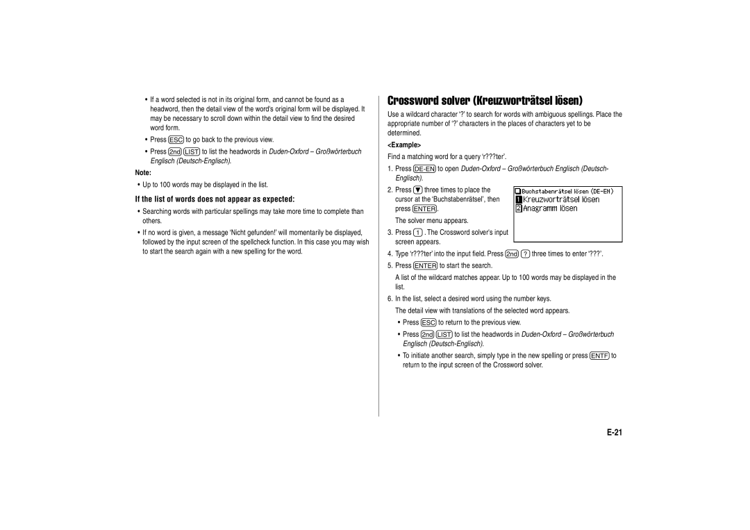 Sharp PW-E310 operation manual Find a matching word for a query ‘r???ter’ 