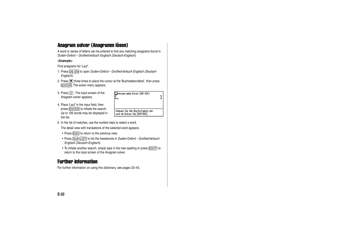 Sharp PW-E310 operation manual Find anagrams for ‘Lauf’ 