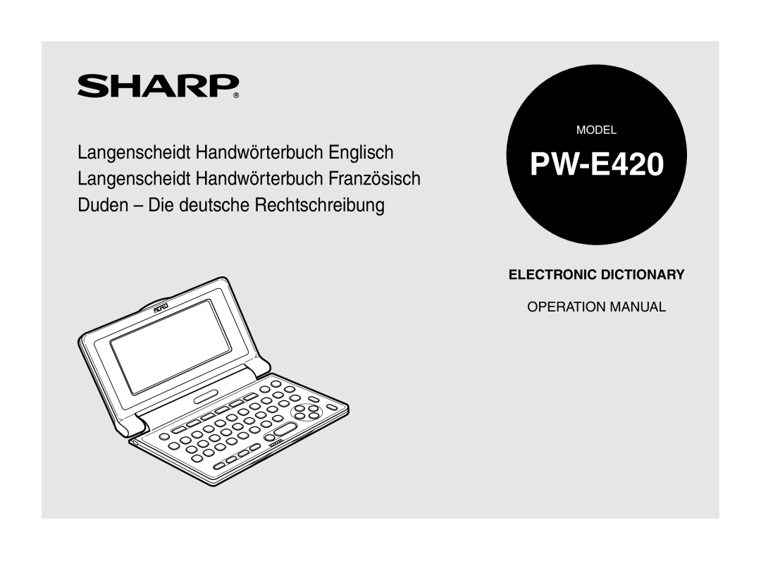 Sharp PW-E420 operation manual Cover1 