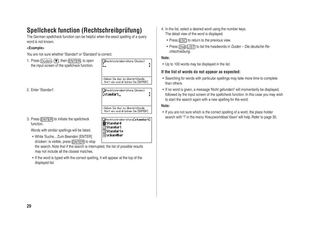 Sharp PW-E420 operation manual If the list of words do not appear as expected 