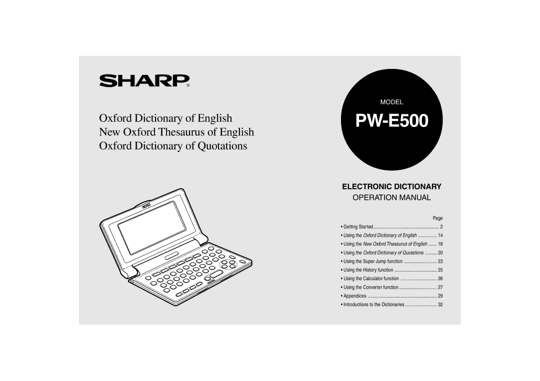 Sharp PW-E500 operation manual 