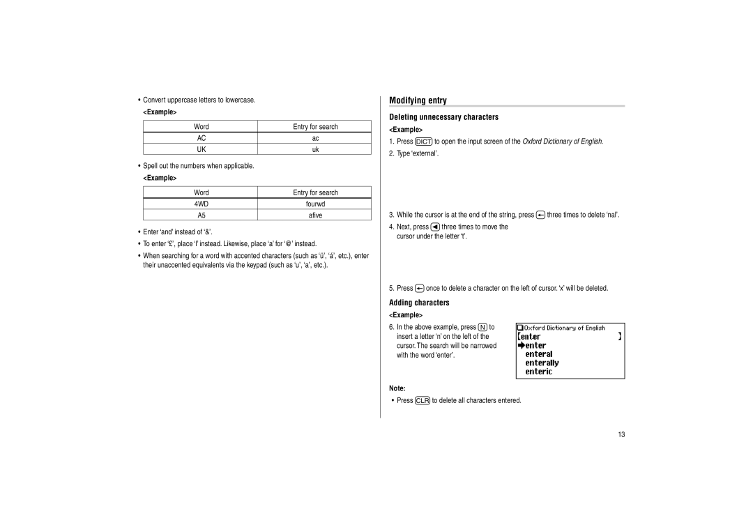 Sharp PW-E500 operation manual Modifying entry, 4WD 