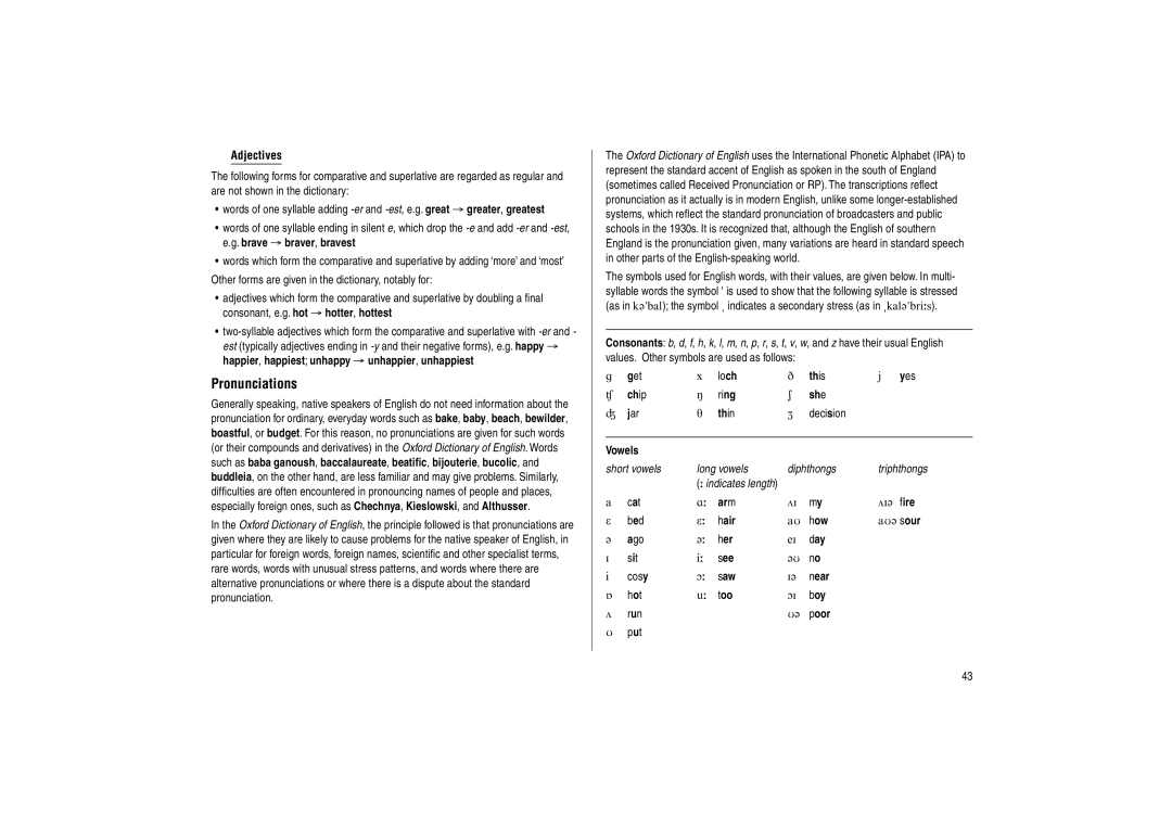 Sharp PW-E500 operation manual Pronunciations, Adjectives 