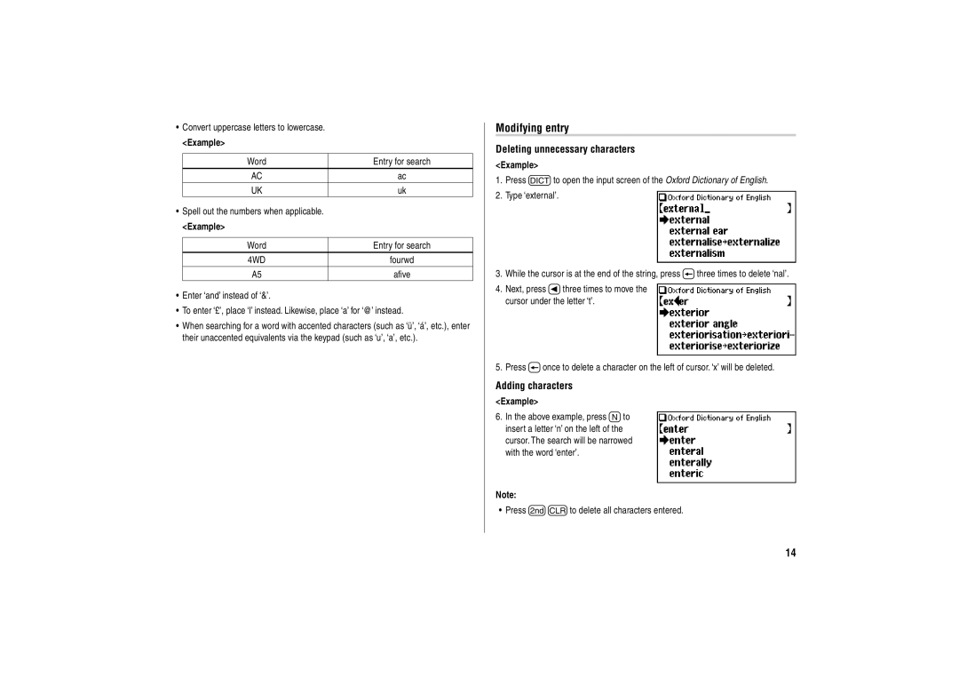 Sharp PW-E500A operation manual Modifying entry, 4WD 