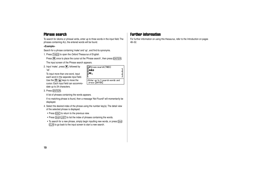 Sharp PW-E500A operation manual Press tto open the Oxford Thesaurus of English 