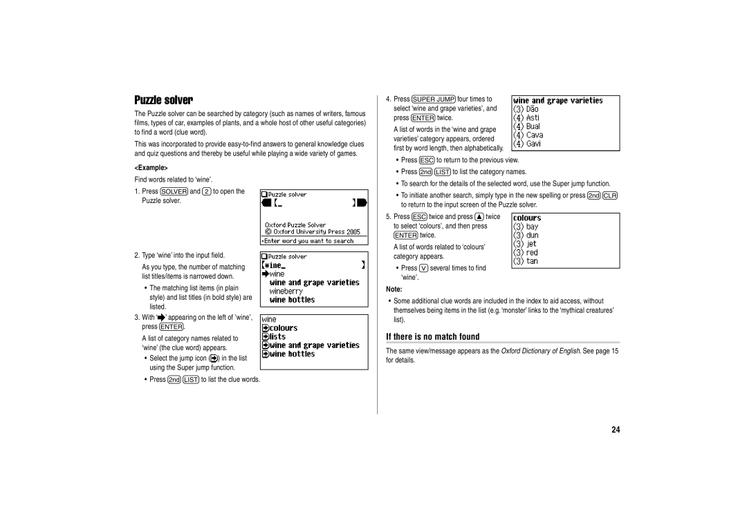 Sharp PW-E500A operation manual Puzzle solver, If there is no match found 