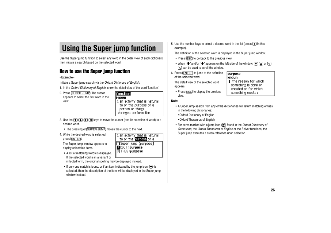 Sharp PW-E500A operation manual Using the Super jump function, How to use the Super jump function 