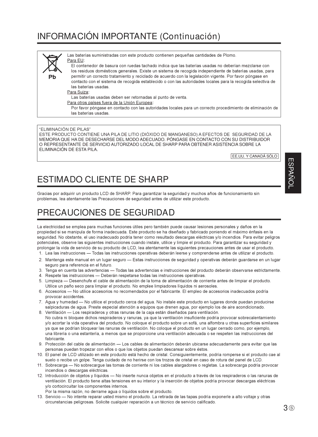 Sharp 0NY42M184304B(1), Q41G42M18434B operation manual Estimado Cliente DE Sharp, Precauciones DE Seguridad 