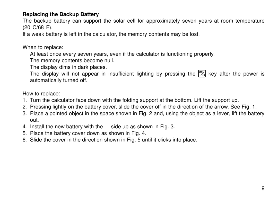 Sharp QS-2130 operation manual Replacing the Backup Battery 