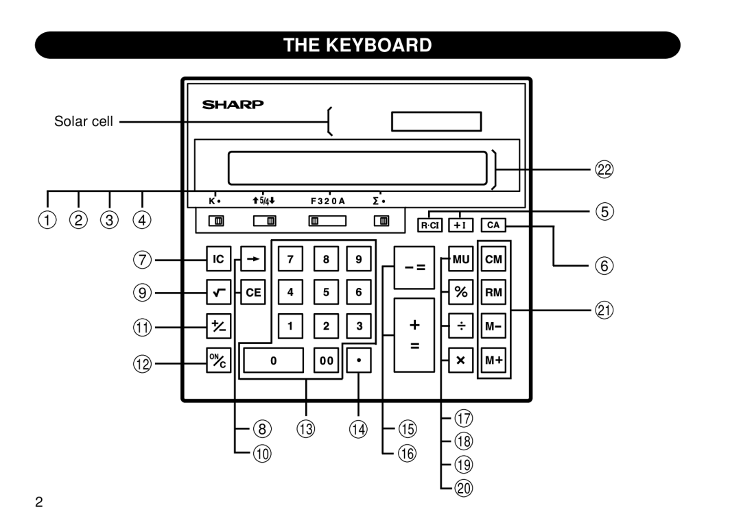 Sharp QS-2130 operation manual Keyboard 