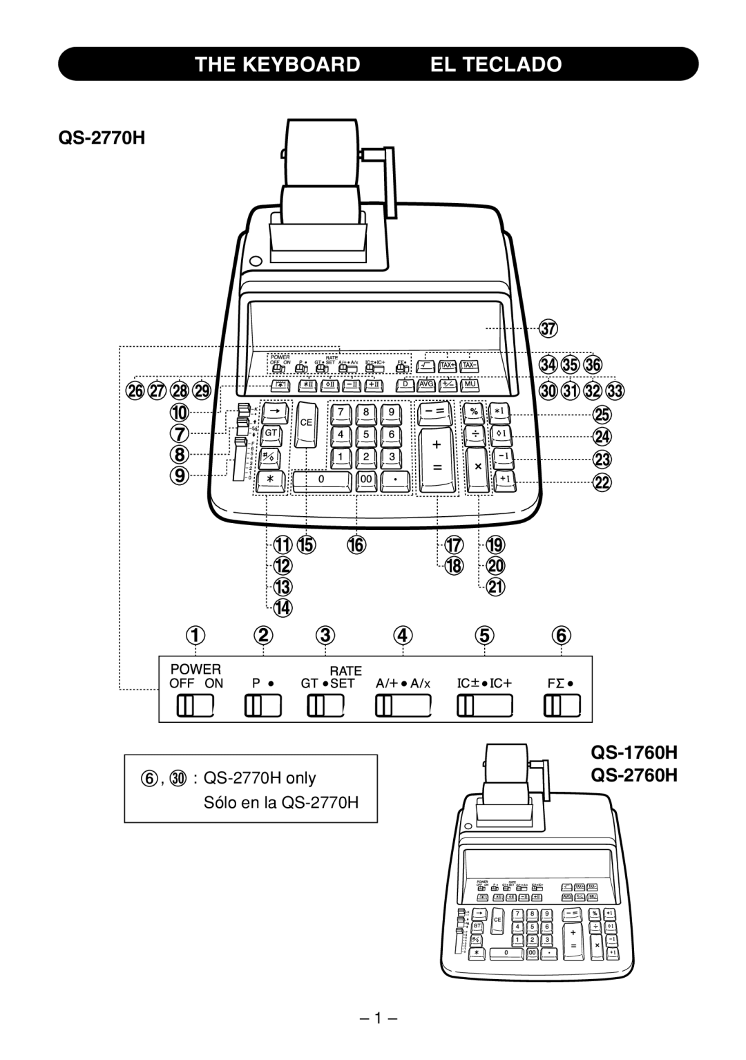 Sharp QS-2770H, QS-2760H, QS-1760H operation manual Keyboard EL Teclado 