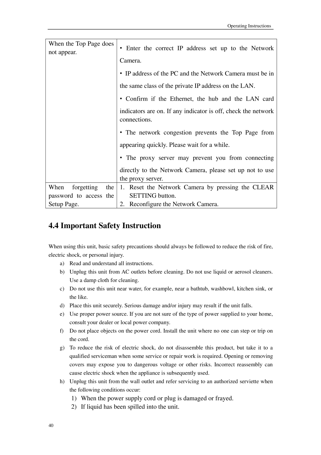 Sharp QSINUFO operating instructions Important Safety Instruction 