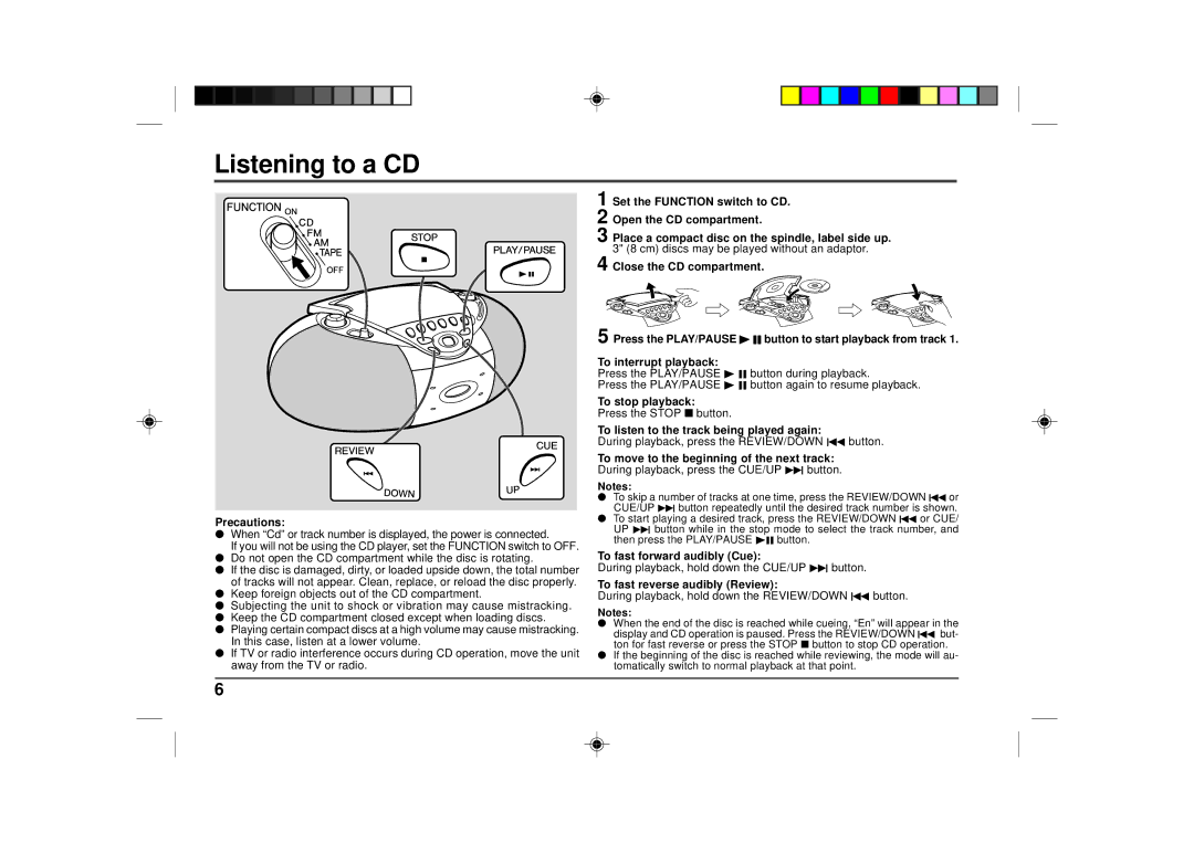 Sharp QT-CD180 operation manual Listening to a CD 