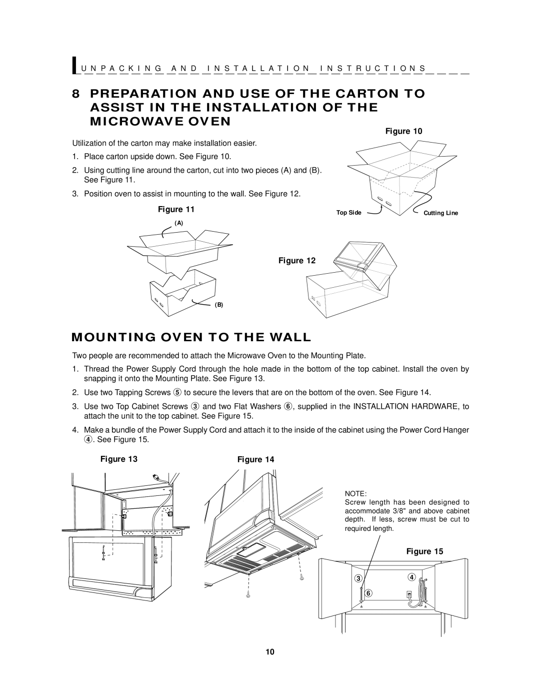 Sharp R-1200, R-1201 operation manual Mounting Oven to the Wall 