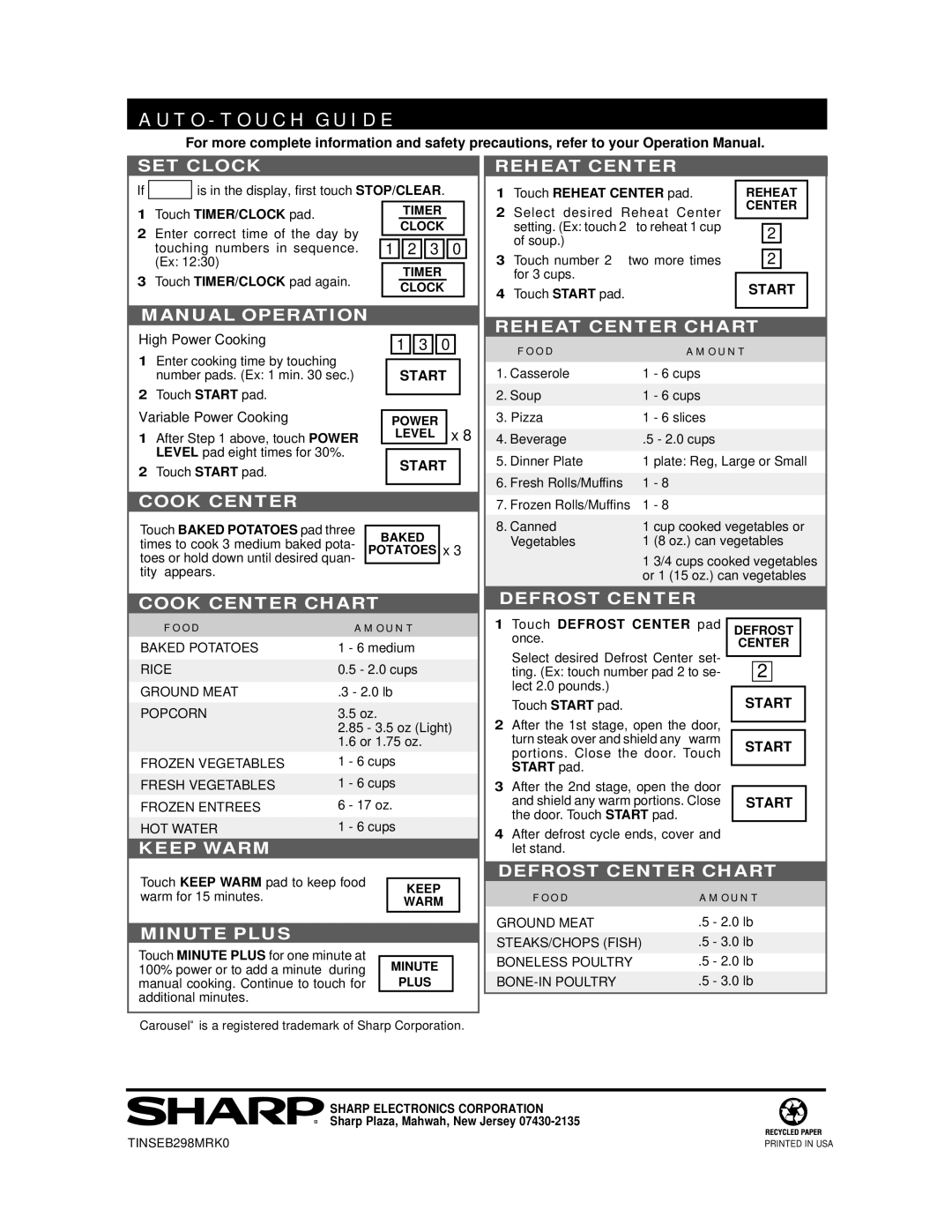 Sharp R-1200, R-1201 operation manual High Power Cooking, Variable Power Cooking 