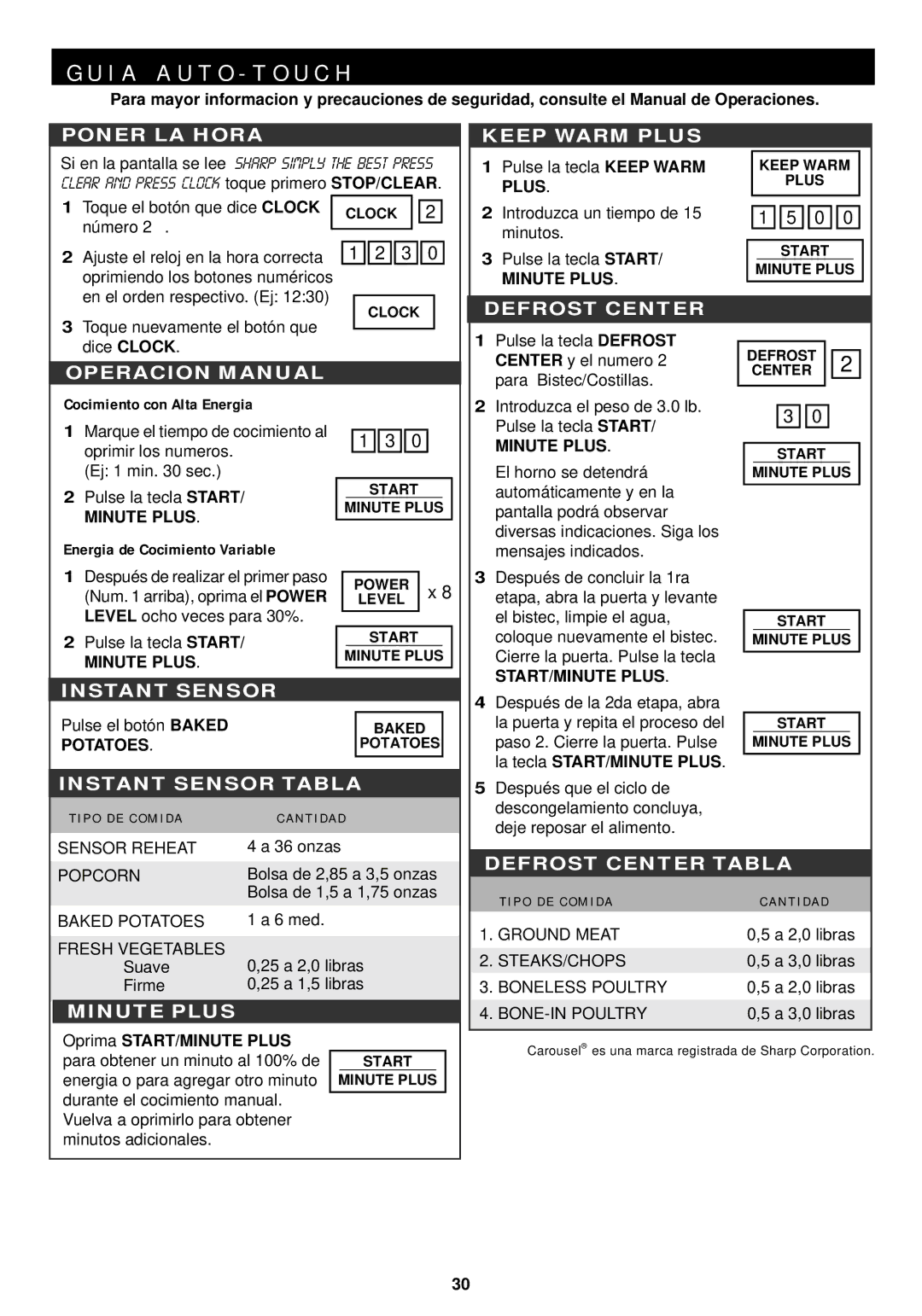 Sharp R-1211, R-1210 operation manual Minute Plus, Potatoes, START/MINUTE Plus 