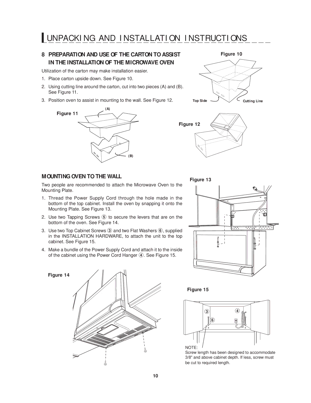 Sharp R-1214 operation manual Mounting Oven to the Wall, Position oven to assist in mounting to the wall. See Figure 