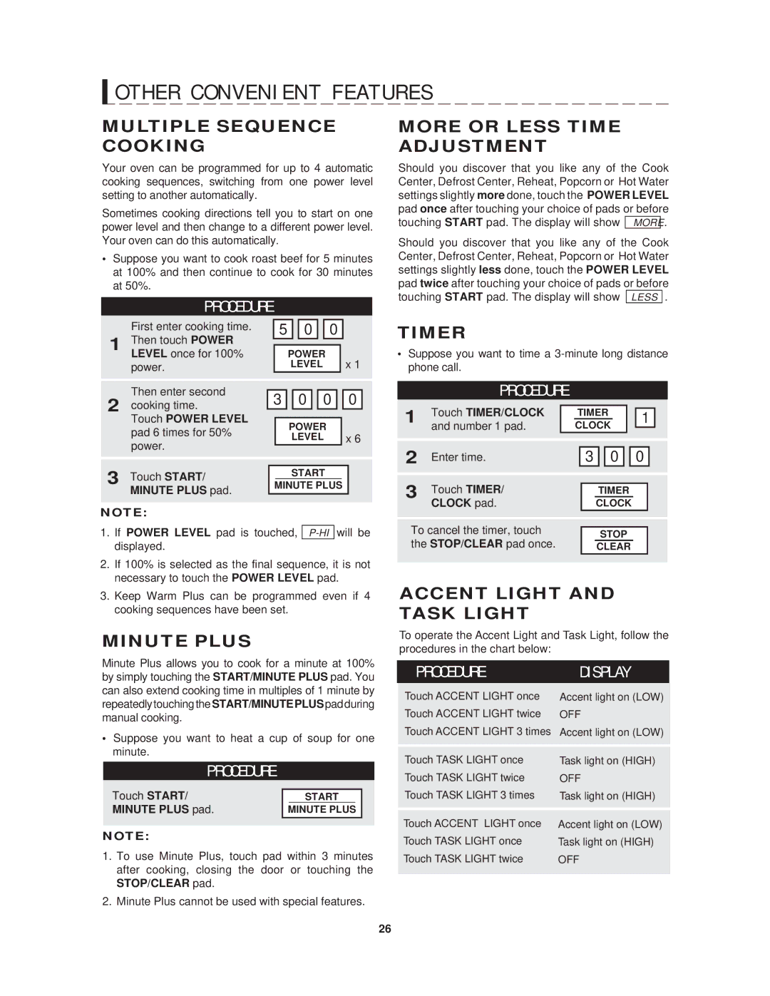 Sharp R-1214 Multiple Sequence Cooking, Minute Plus, More or Less Time Adjustment, Timer, Accent Light and Task Light 