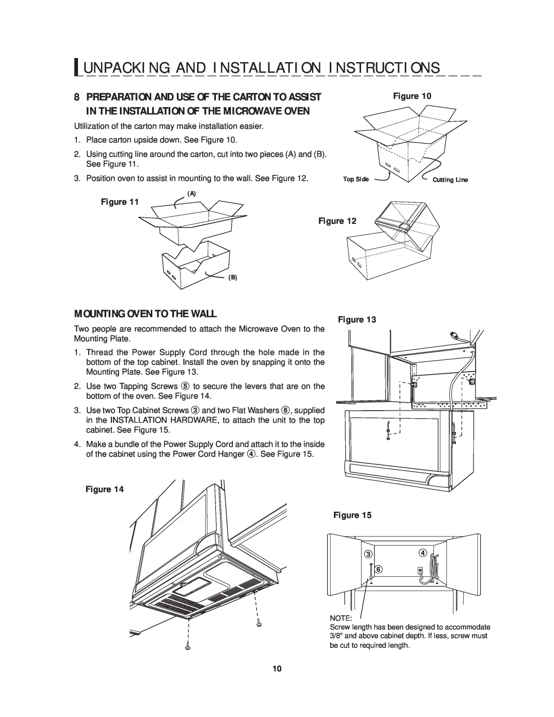 Sharp R-1214 operation manual Mounting Oven To The Wall, Preparation And Use Of The Carton To Assist 
