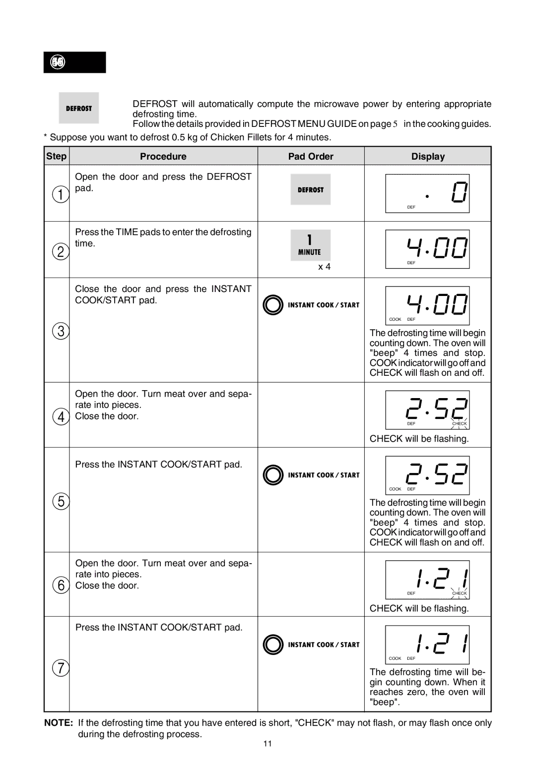 Sharp R-140D operation manual Defrost 