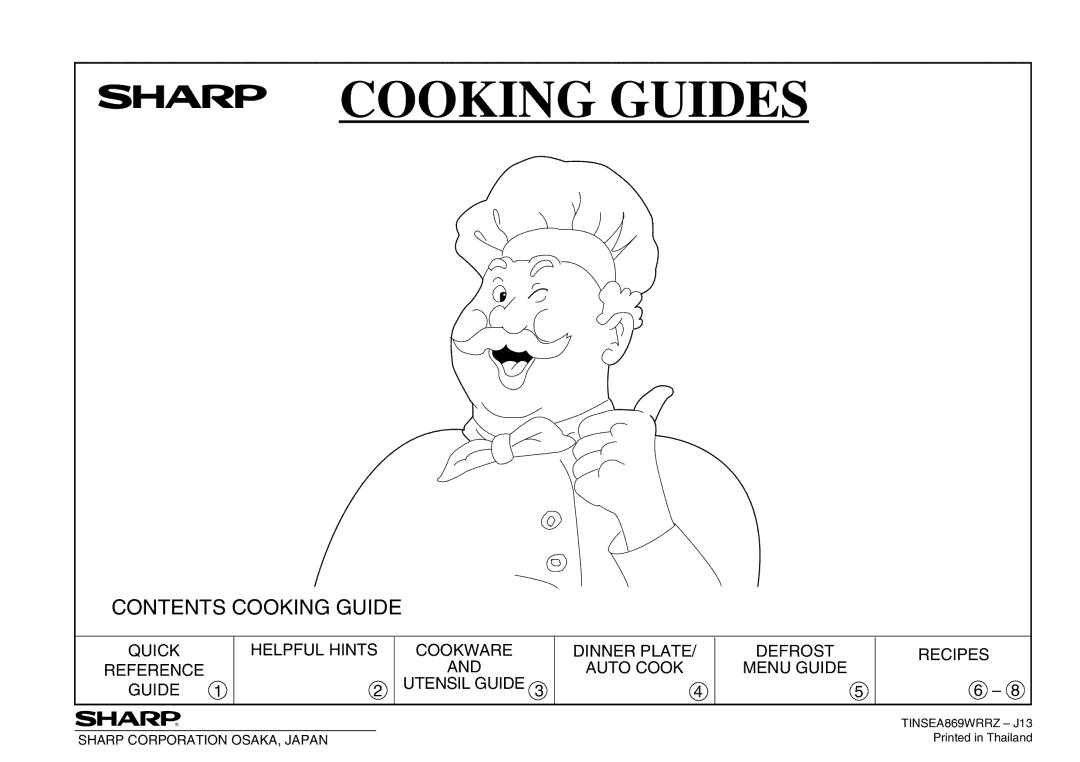 Sharp R-140D operation manual Cooking Guides 