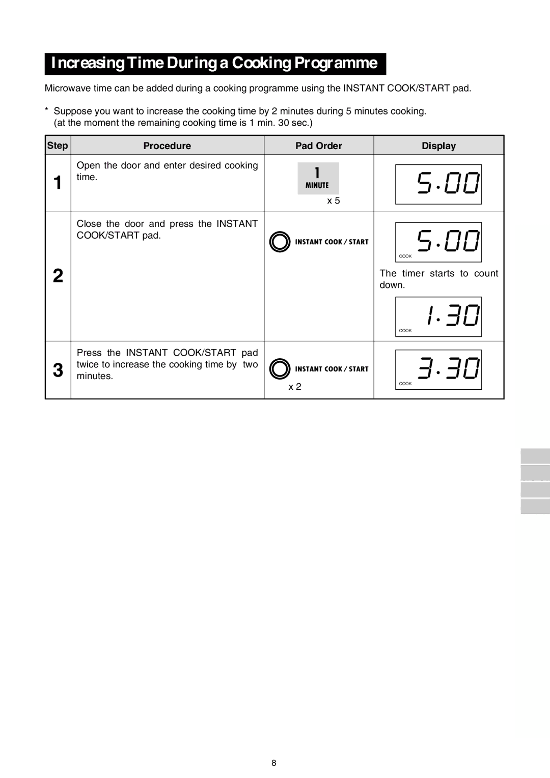 Sharp R-140D operation manual Increasing Time During a Cooking Programme 