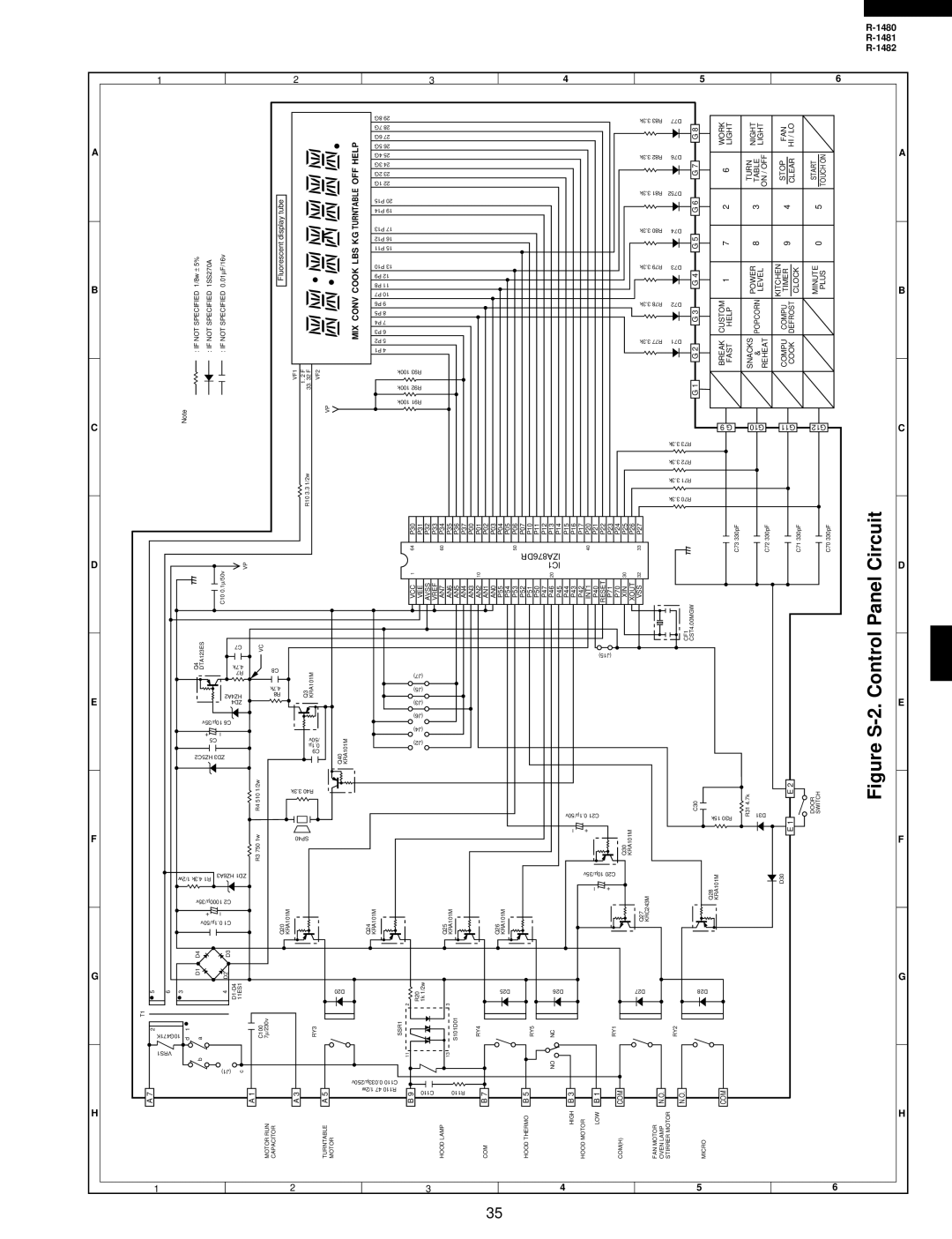 Sharp R-1482, R-1480, R-1481 service manual Circuit 