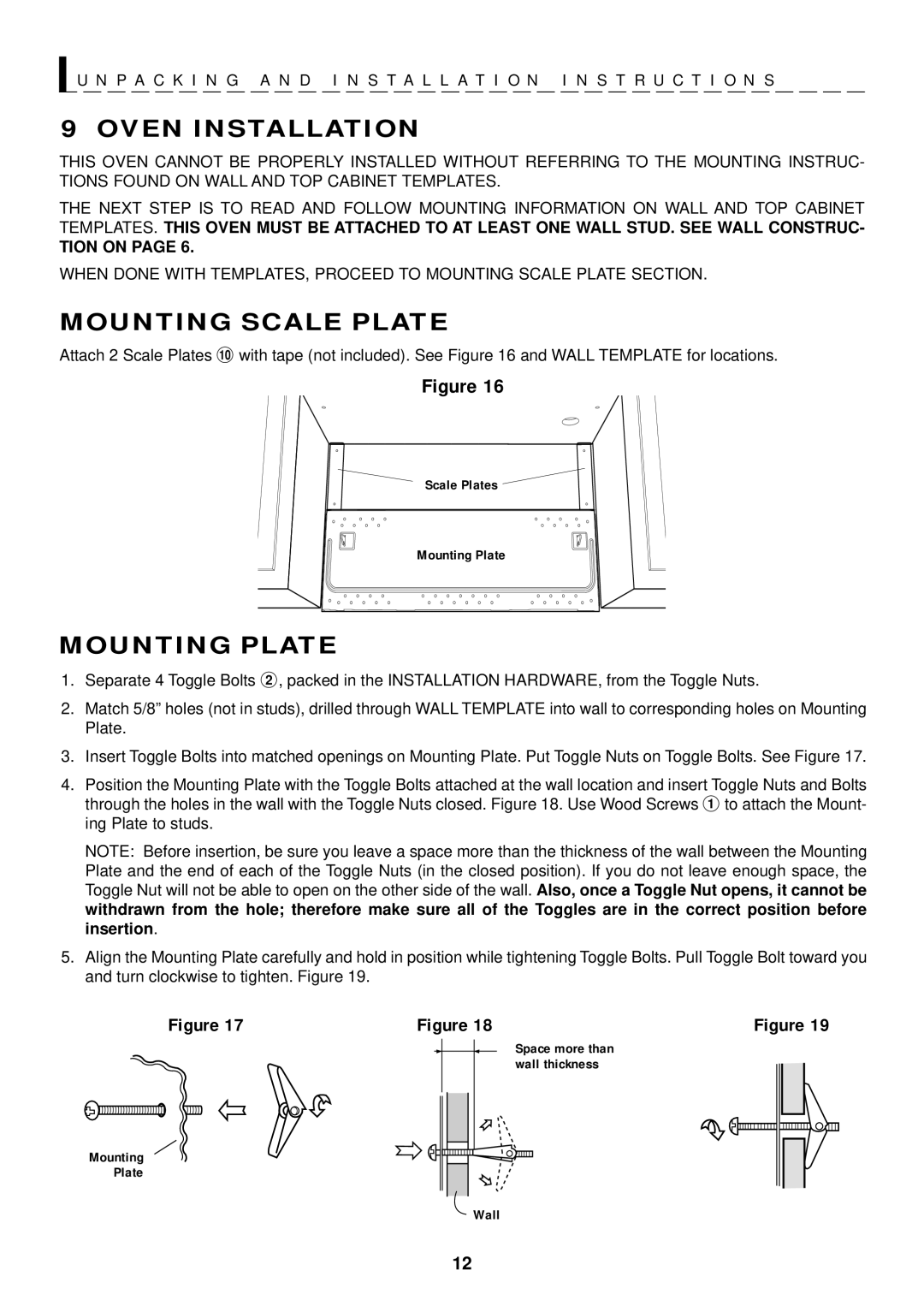 Sharp R-1501, R-1500, R-1505, R-1506, R-1502 manual Oven Installation, Mounting Scale Plate, Mounting Plate 