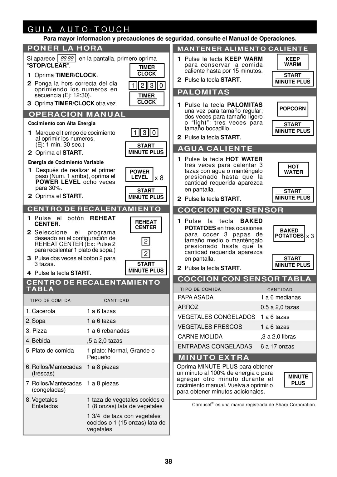 Sharp R-1506 manual Oprima TIMER/CLOCK, Cocimiento con Alta Energia, Energia de Cocimiento Variable, Power Level ocho veces 