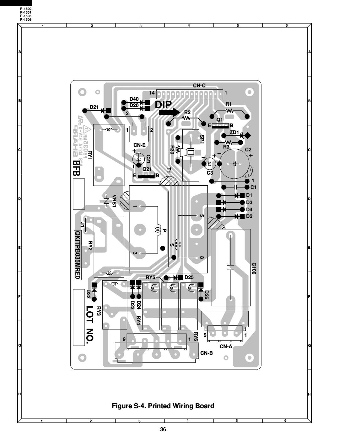 Sharp R-1501, R-1500, R-1505, R-1506 service manual Figure S-4. Printed Wiring Board, Cn-C, Cn-E, Cn-A, Cn-B 