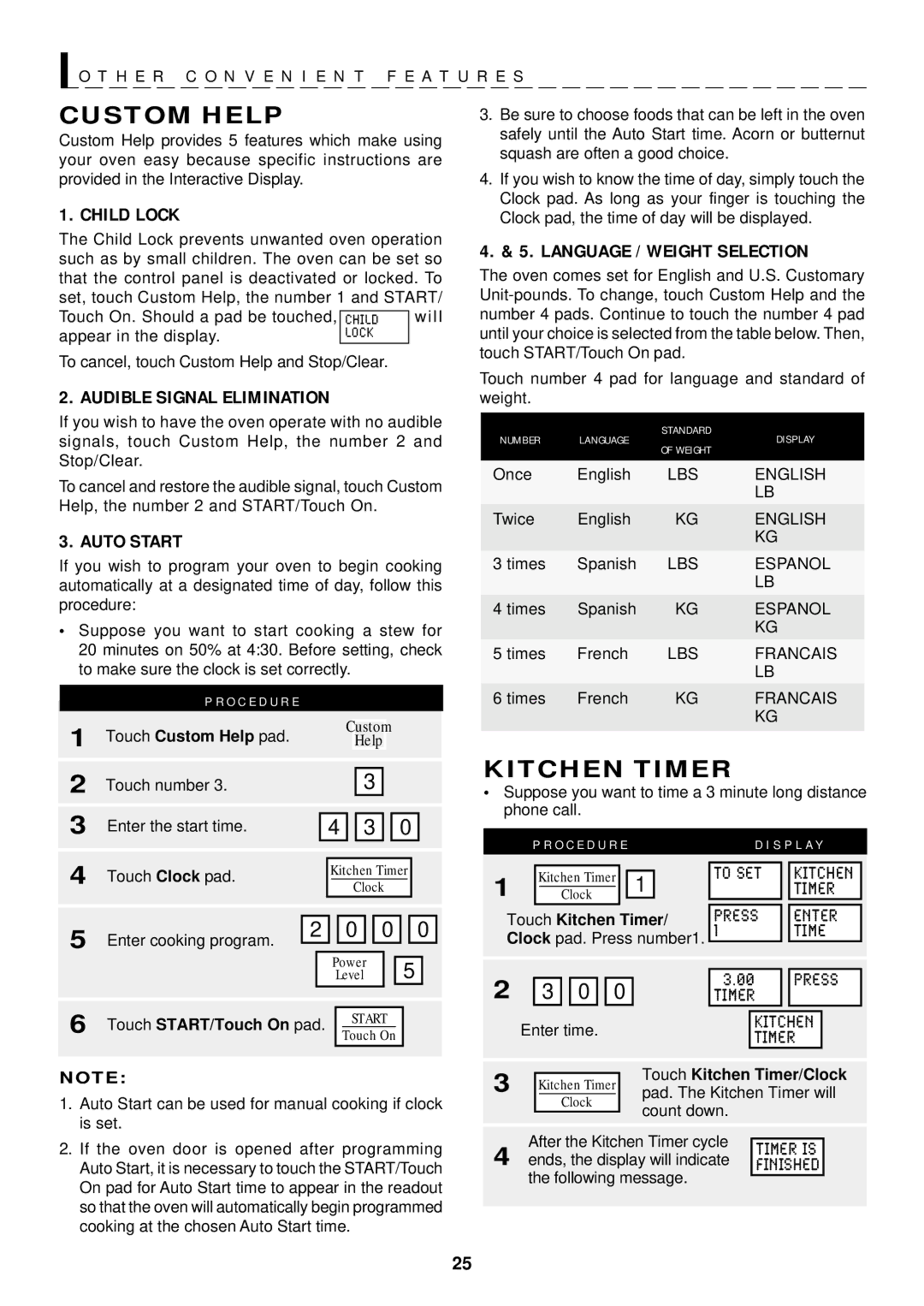 Sharp R-1611, R-1610, R-1612 manual Custom Help, Kitchen Timer, Press Enter 