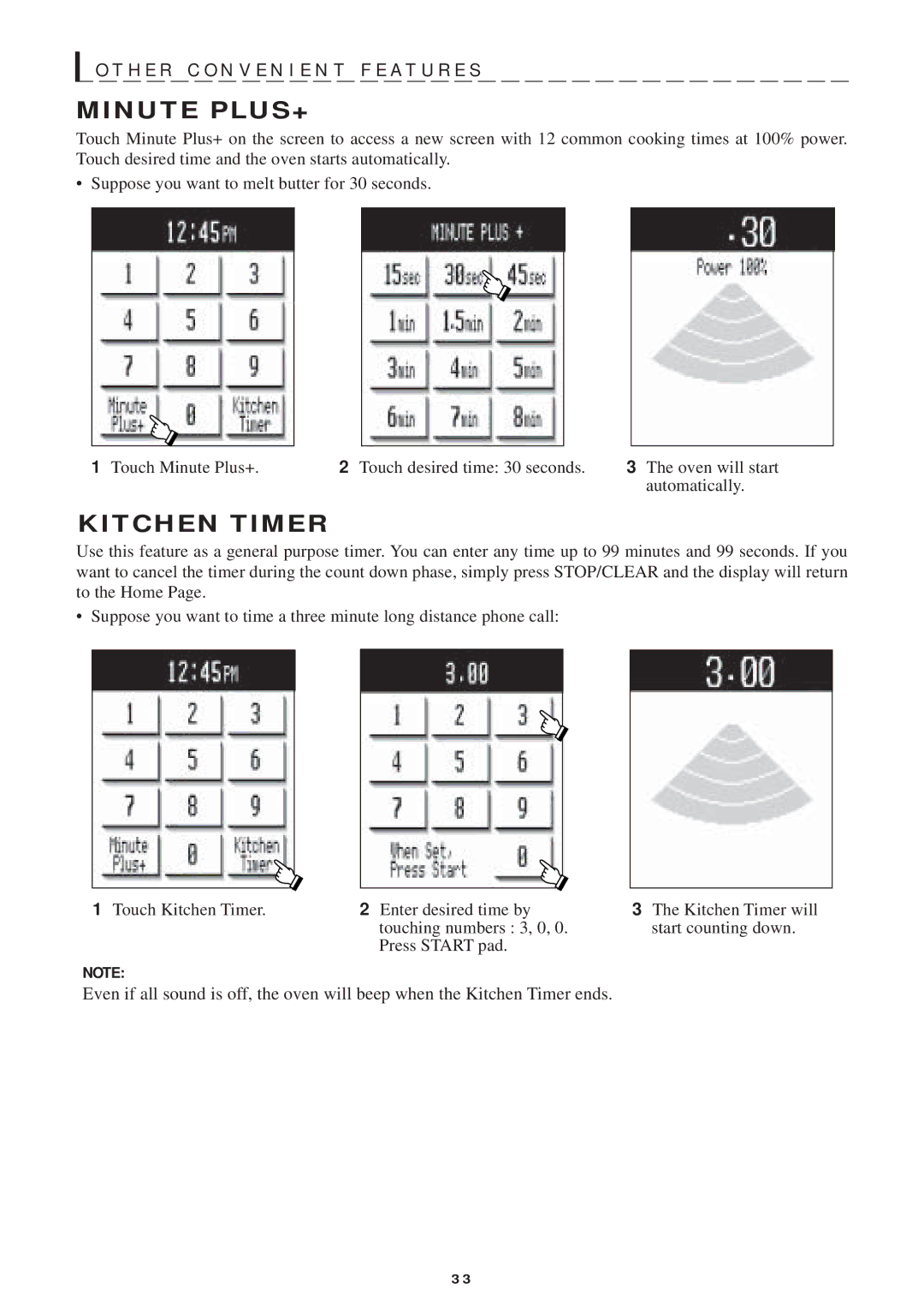 Sharp R-1750, R-1754, R-1751, R-1752 manual H E R C O N V E N I E N T F E a T U R E S, Minute PLUS+, Kitchen Timer 