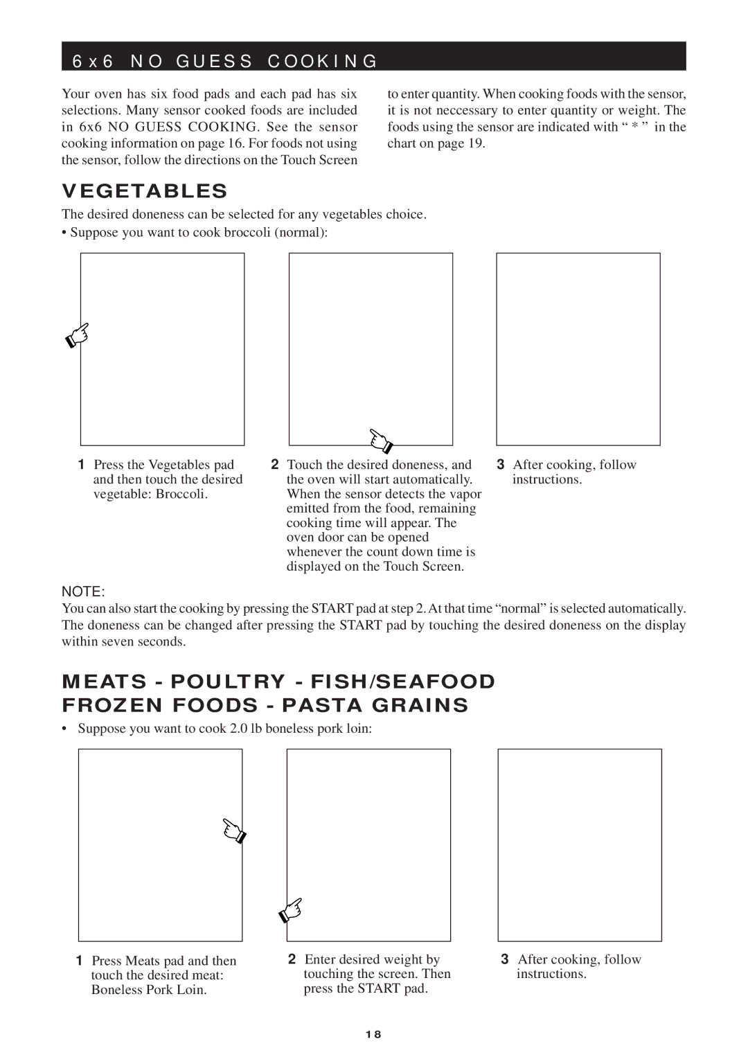 Sharp R-1751, R-1754, R-1750, R-1752 manual Vegetables, Meats Poultry FISH/SEAFOOD Frozen Foods Pasta Grains 