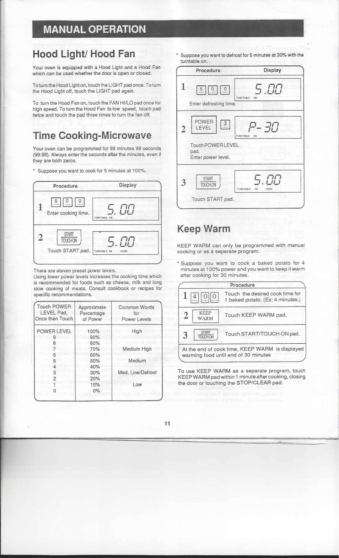 Sharp R-1852A, R-1850A, R-1851A manual Manual Operation 