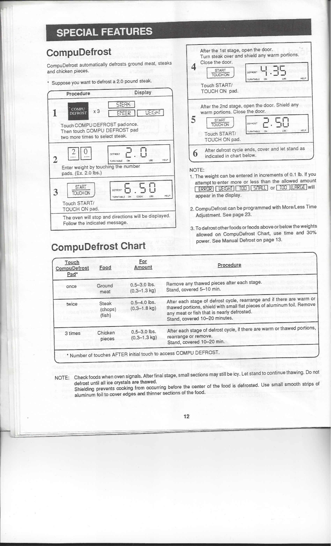 Sharp R-1851A, R-1850A, R-1852A manual Special Features 