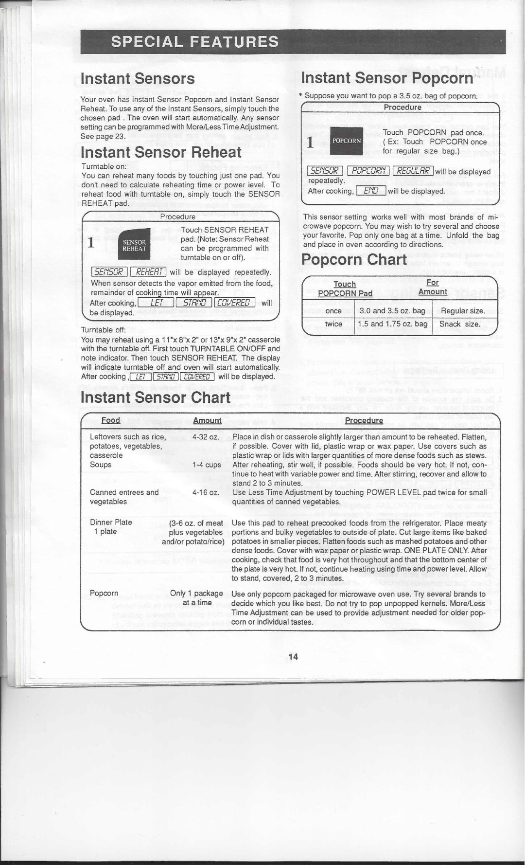 Sharp R-1852A, R-1850A, R-1851A manual Special Features 