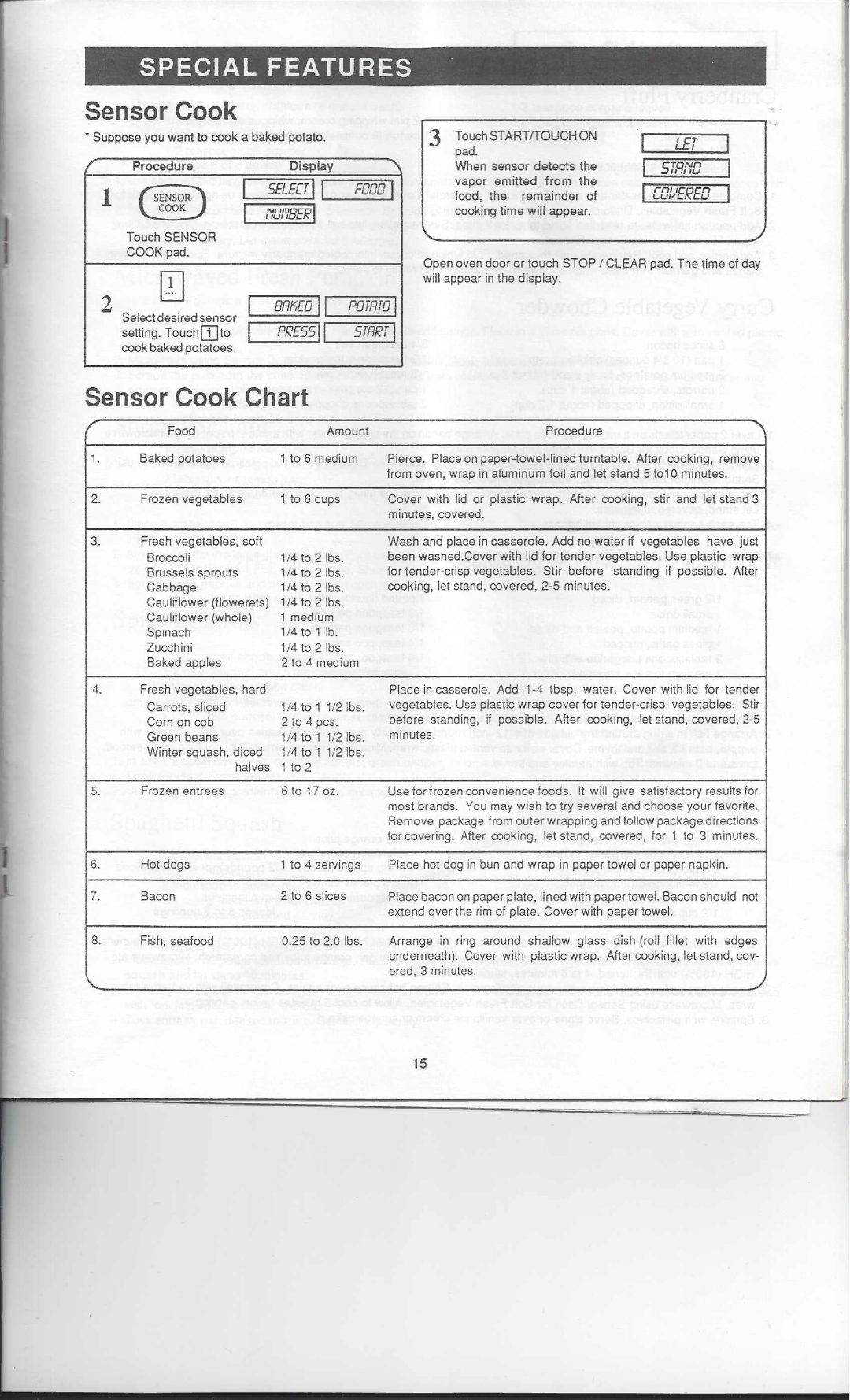 Sharp R-1851A, R-1850A, R-1852A manual Sensor Cook 