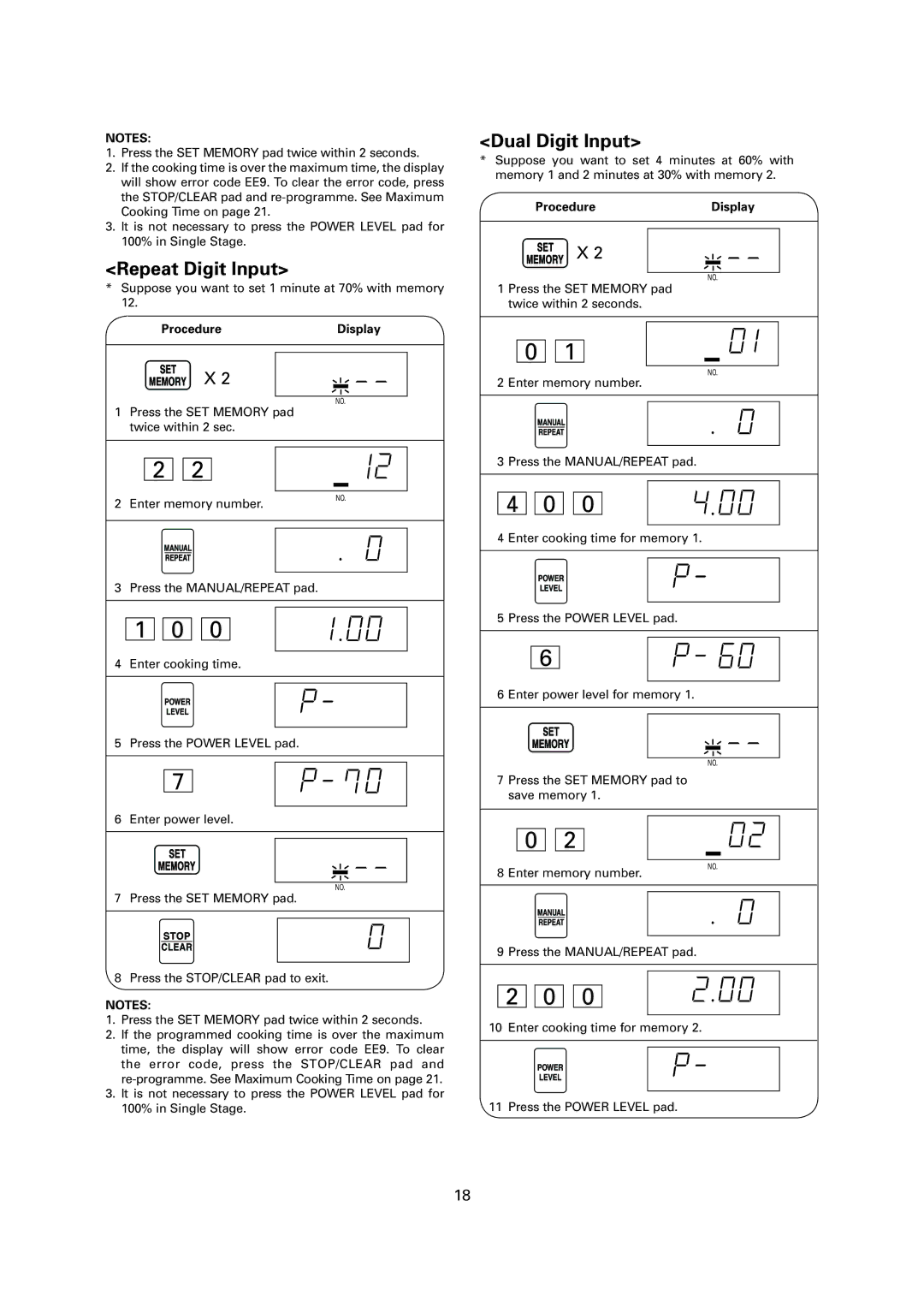 Sharp R-1900M operation manual Repeat Digit Input 